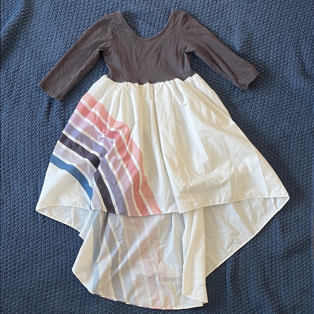 Charming muted rainbow hi lo Dress